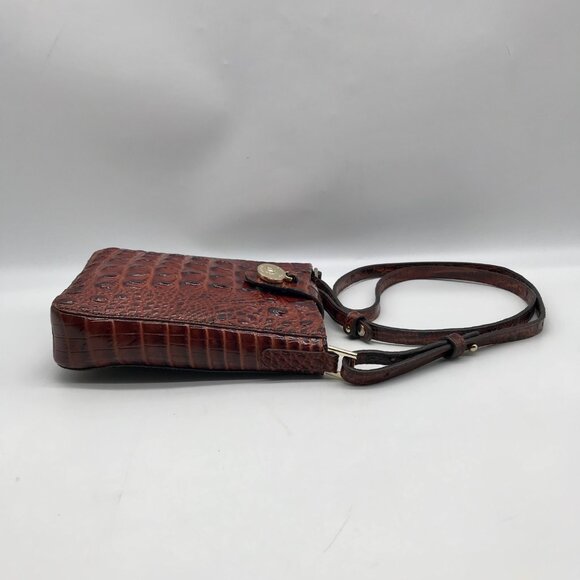 Brahmin Pecan Croc Embossed Leather Marley Crossbody Bag - Picture 4 of 10